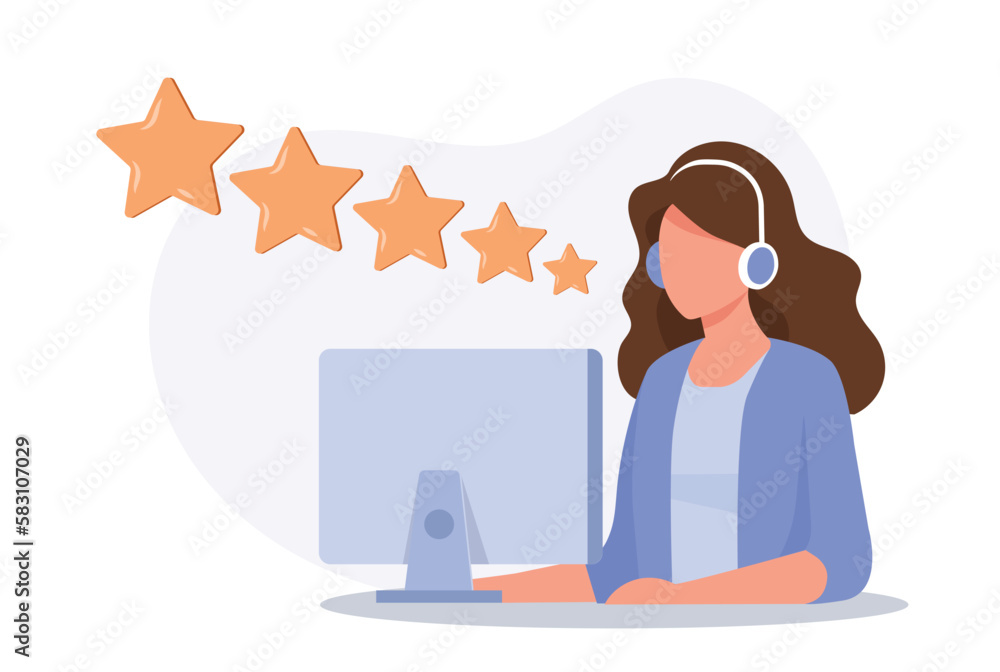 Customer satisfaction. Feedback. Rating on customer service illustration. Website rating feedback and review concept. Flat vector illustration
Customer satisfaction. Feedback. Rating on customer service illustration. Website rating feedback and review concept. Flat vector illustration