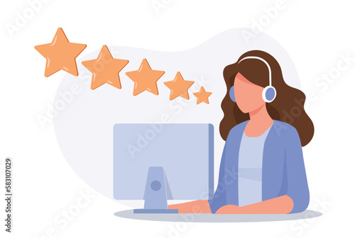 Customer satisfaction. Feedback. Rating on customer service illustration. Website rating feedback and review concept. Flat vector illustration	
