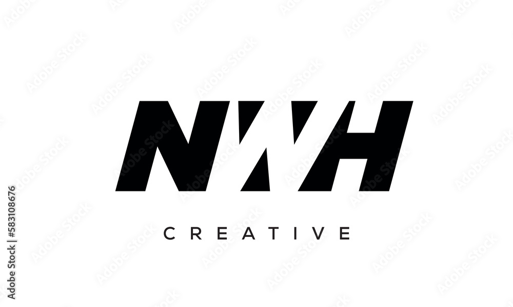 NWH letters negative space logo design. creative typography monogram vector	