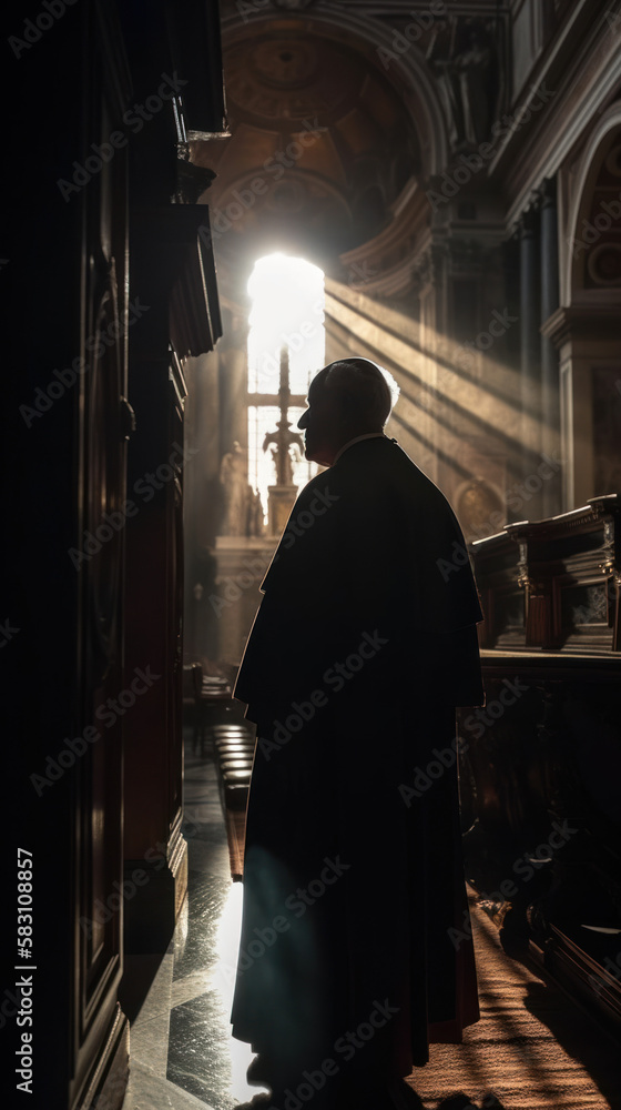 A person in the church, cardinal, monk, religious, generative AI A person in the church, cardinal, monk, religious, generative AI