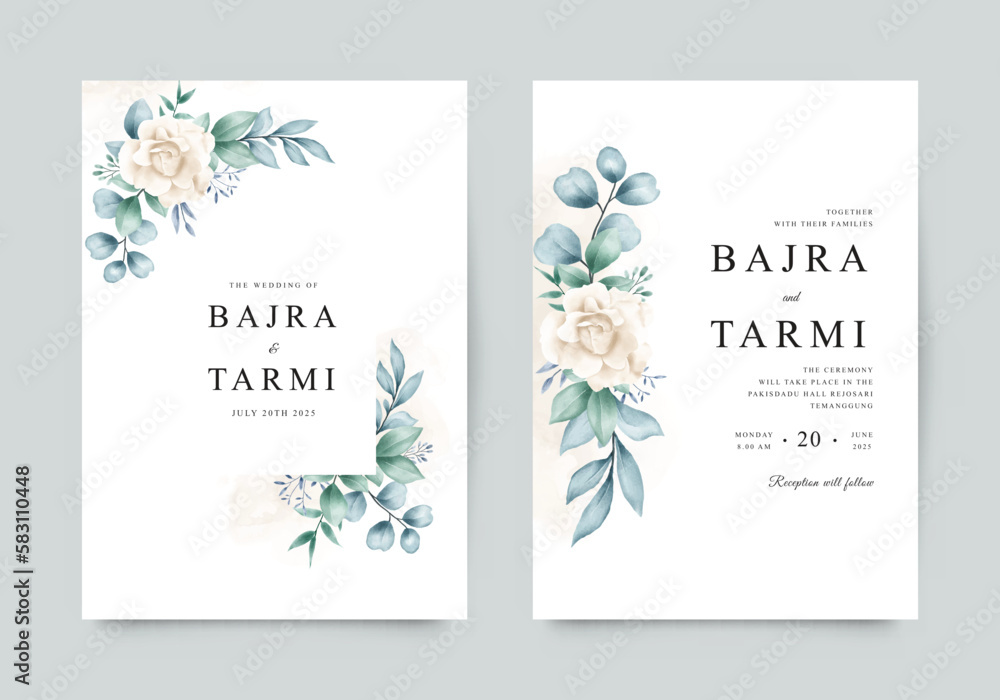 Beautiful floral wedding invitation template