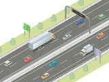 アイソメトリック図法で描いた日本の高速道路イメージ / Isometric illustration : Japanese Expressway