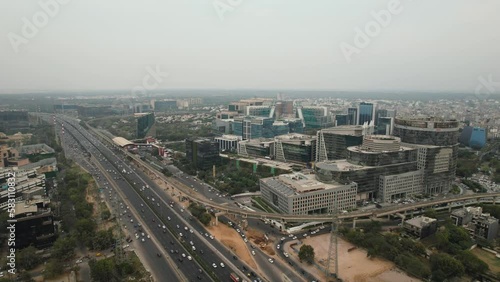 Wallpaper Mural Aerial Drone Footage of Buildings Exteriors at Dlf Cyberhub Cybercity Gurgaon Gurugram Delhi India rapid metro station Torontodigital.ca