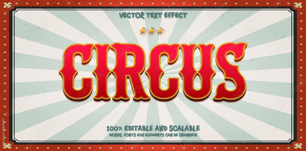 Editable text effect, vintage circus text style