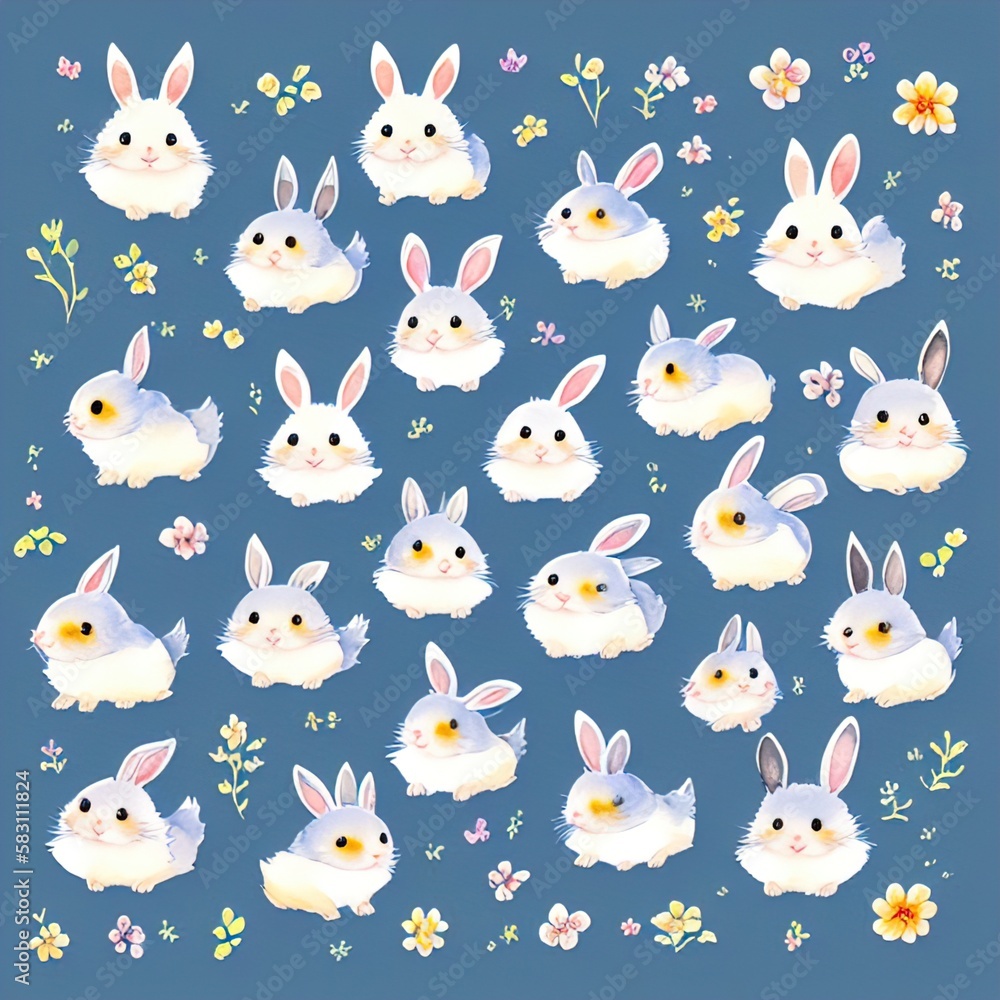 Obraz premium Rabbit Carton on Blue Background with Generative AI