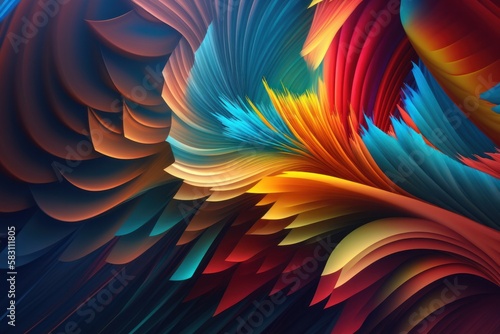 Wallpaper Mural abstract colourful background with wave lines. 3d render illustration. Torontodigital.ca