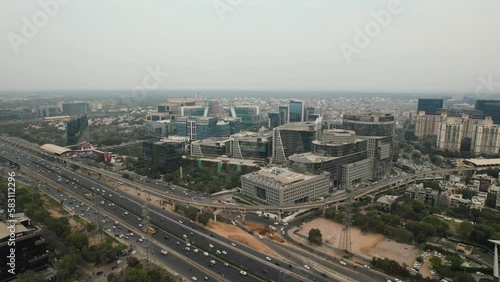 Wallpaper Mural Aerial Drone Footage of Buildings Exteriors at Dlf Cyberhub Cybercity Gurgaon Gurugram Delhi India rapid metro station Torontodigital.ca