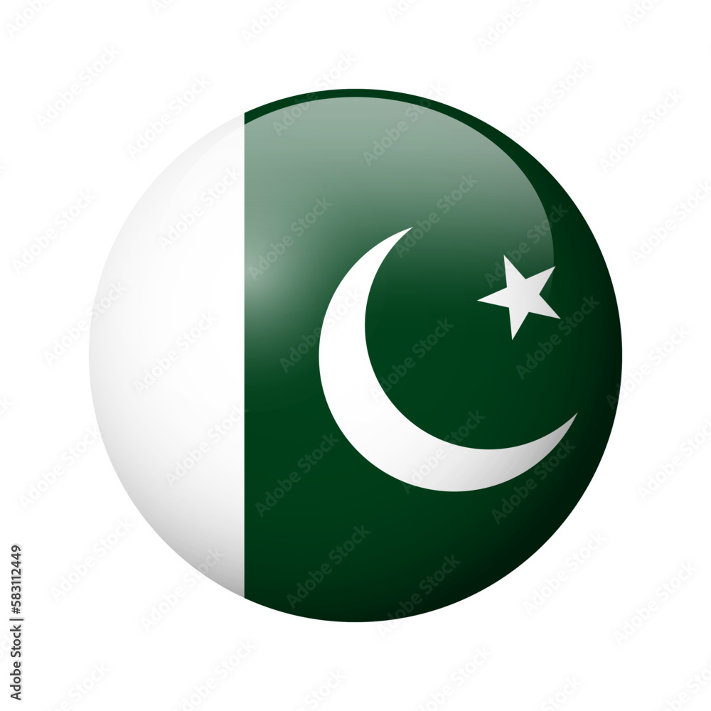 Pakistan flag - glossy circle badge. Vector icon. Pakistan flag - glossy circle badge. Vector icon.