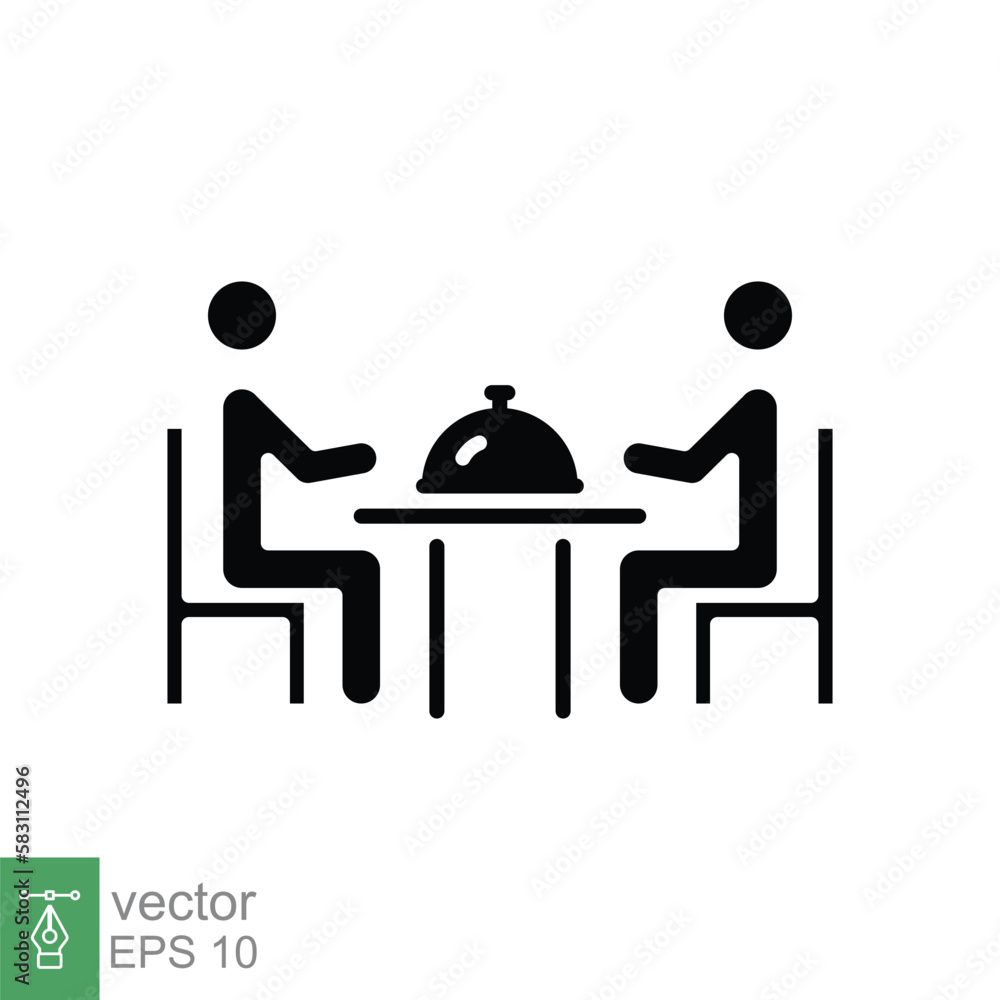 Dinner icon. Simple solid style. People sitting on table, party, dinning, restaurant concept. Black silhouette, glyph symbol. Vector illustration isolated on white background. EPS 10. Dinner icon. Simple solid style. People sitting on table, party, dinning, restaurant concept. Black silhouette, glyph symbol. Vector illustration isolated on white background. EPS 10.