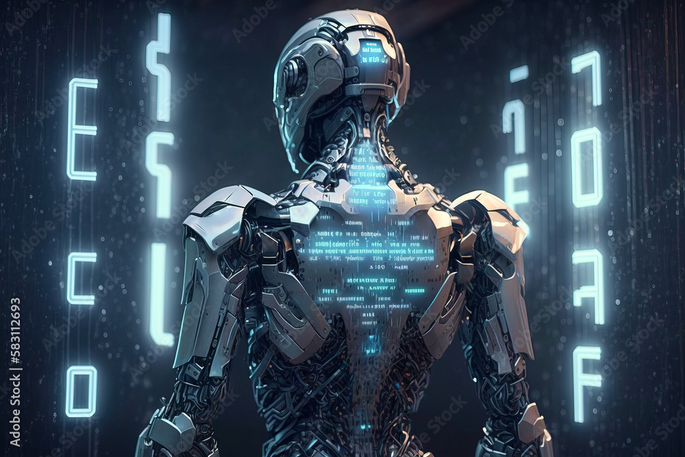 Smart AI Robot Analyzing Texts and Paragraphs. Modern future. Artificial intelligence. Generative AI Smart AI Robot Analyzing Texts and Paragraphs. Modern future. Artificial intelligence. Generative AI
