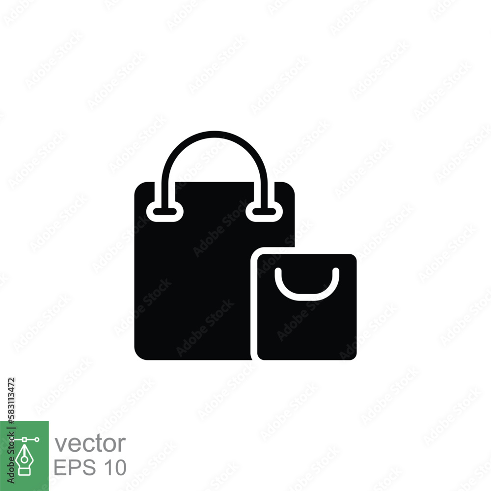 Paper bags icon. Simple solid style. Black silhouette, glyph symbol. Shop, cart, store, online, purchase, buy, retail, vector illustration design on white background. EPS 10. Paper bags icon. Simple solid style. Black silhouette, glyph symbol. Shop, cart, store, online, purchase, buy, retail, vector illustration design on white background. EPS 10.