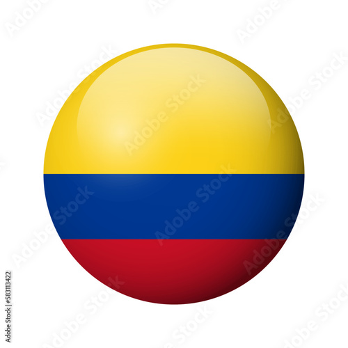 Colombia flag - glossy circle badge. Vector icon.