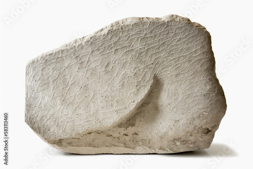 Limestone Stone On White Background . Generative AI photo