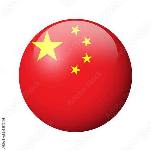 China flag - glossy circle badge. Vector icon.