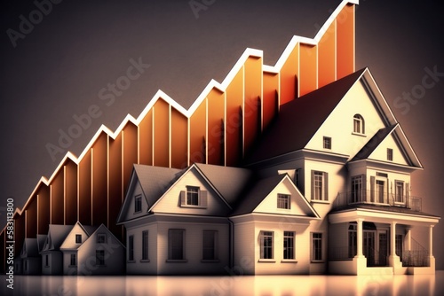 Graph showing a rise in real estate prices, 3d render illustration. © Angus.YW