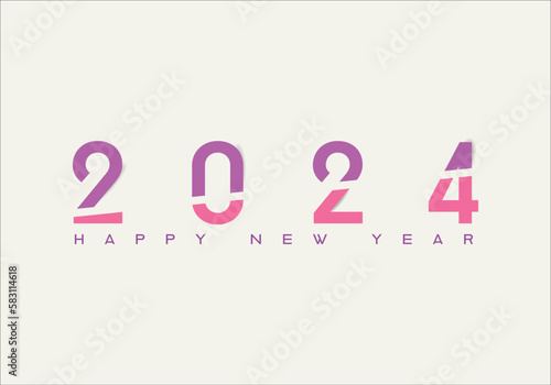 2024 number on white background. 2024 logo text design. Design template Celebration typography poster, banner or greeting card for Happy new year. Vector Illustration