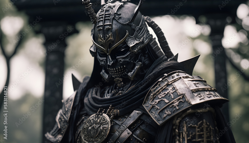 Obraz premium 機械の魔物: 未来のサムライの侵略, AI Generative