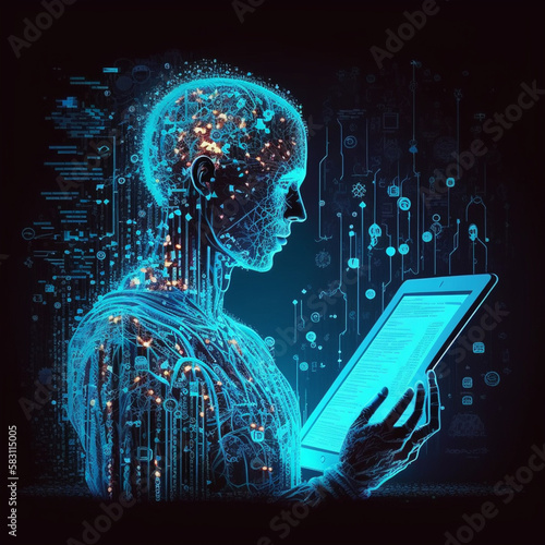 Computer programmer working on laptop with global business network, Data science technology and global internet network connection. software development, digital technology ,Cyber security network, 
