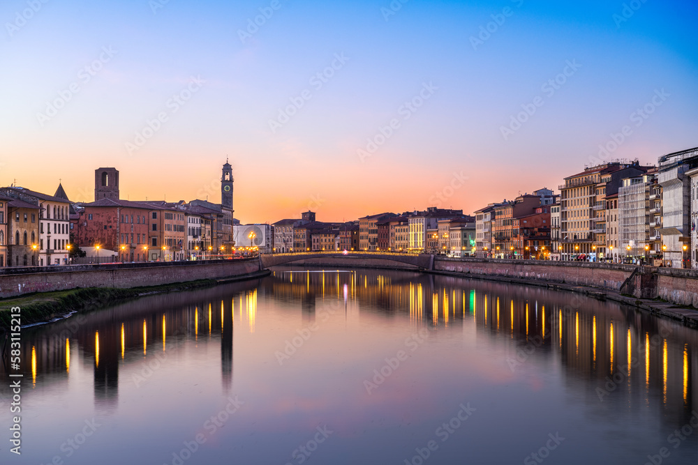 Pisa, Italy skyline on the Arno River Pisa, Italy skyline on the Arno River
