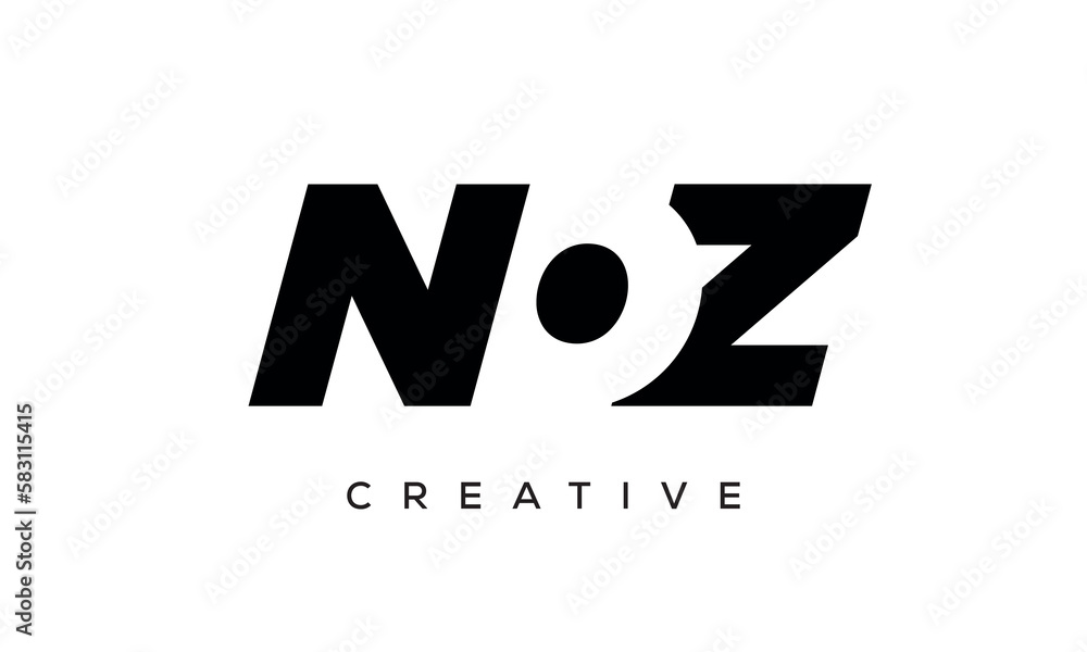 NOZ letters negative space logo design. creative typography monogram vector NOZ letters negative space logo design. creative typography monogram vector