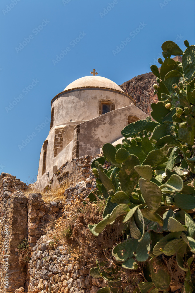 a church on a rock in Monemvasia, Greece
