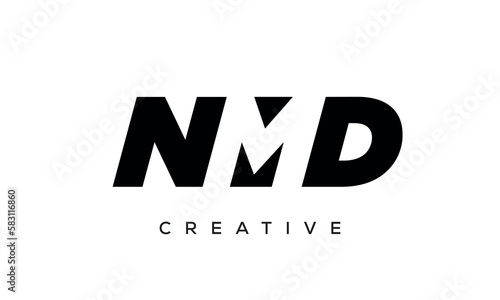 NMD letters negative space logo design. creative typography monogram vector 