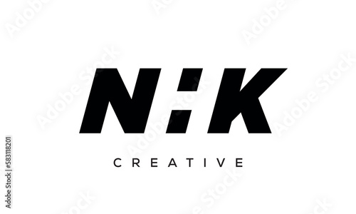 NHK letters negative space logo design. creative typography monogram vector 