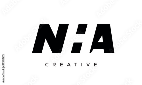 NHA letters negative space logo design. creative typography monogram vector 