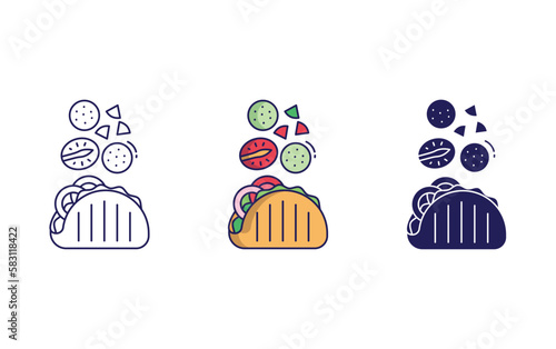 falafel salad and pita vector icon
