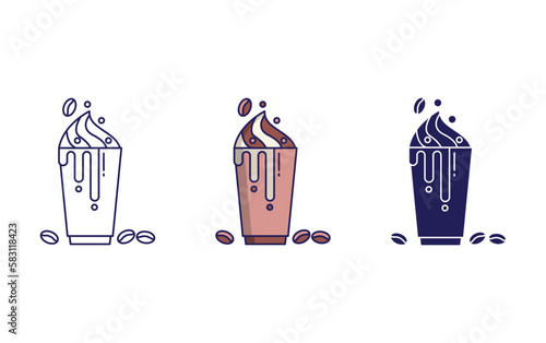 floating-coffee-with-beans vector icon