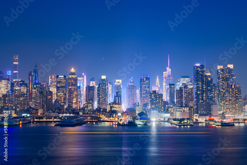 New York  New York  USA midtown skyline at dusk from the Hudson River