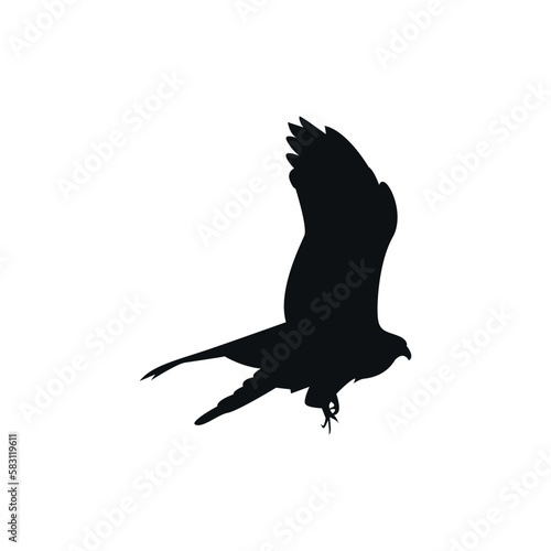 Vector silhouette of eagle flying in the sky  bird flat design isolated on white background.