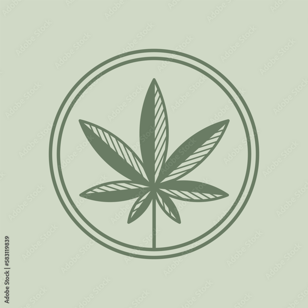 Geometric emblem of cannabis. Contour vector illustration for cosmetics, perfumeries, logo and badge. Geometric emblem of cannabis. Contour vector illustration for cosmetics, perfumeries, logo and badge.