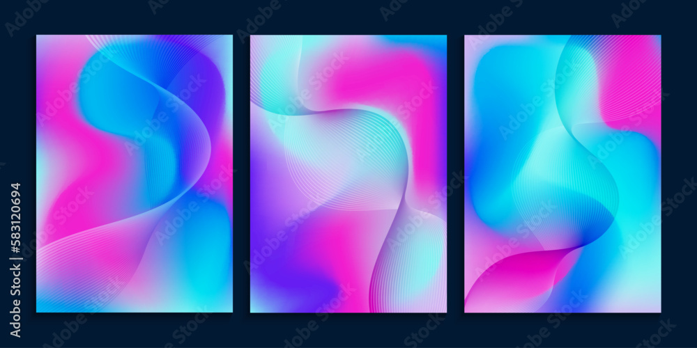 Neon gradient background with wavy lines