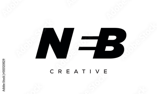 NEB letters negative space logo design. creative typography monogram vector 