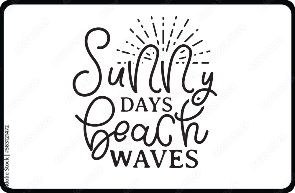 Naklejka premium Sunny Days Beach Waves svg t shirt design