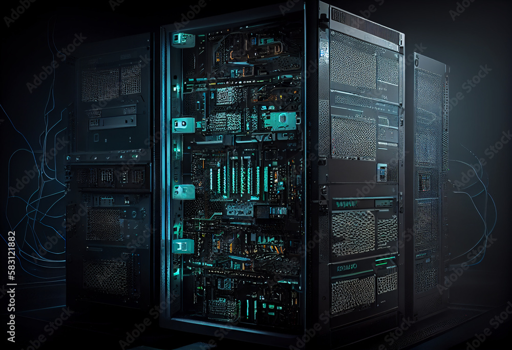 Data center and computer servers. Generate Ai. Data center and computer servers. Generate Ai.