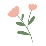 Simple flower in cute hand drawn style. Vector flat illustration