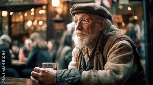 Renaissance Old Men Enjoying Time at the Pub, Drinking and Socializing in Traditional Setting