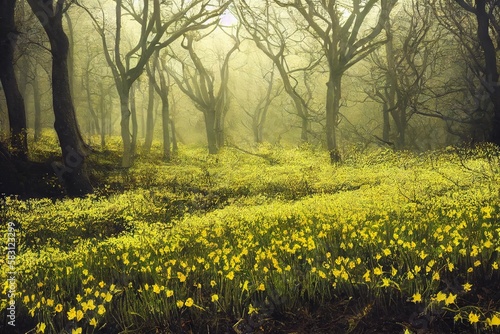 Huge fields of wildflowers, idealistic scene for tranquility., created with generative ai