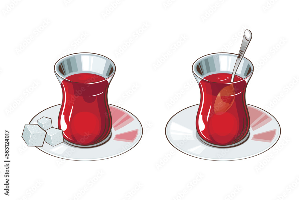 Tea Collection, Glass Cup of Tea, Black Red Green Tea 