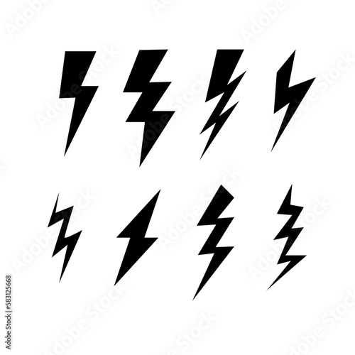 Thunder icons set, energy and eletricity