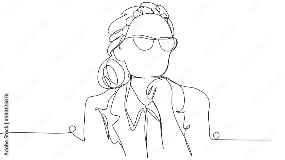 Self-drawing Business lady in glasses one line on white background. The concept of a pensive woman of the passage of time in a minimalist style. Stock whiteboard video 4k with alpha channel. Self-drawing Business lady in glasses one line on white background. The concept of a pensive woman of the passage of time in a minimalist style. Stock whiteboard video 4k with alpha channel.