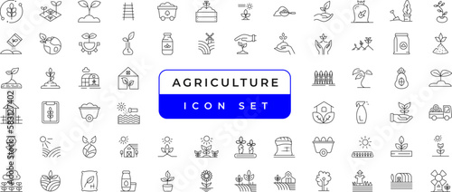 Fotografiet Farm, Farming, Agriculture - thin line web icon set