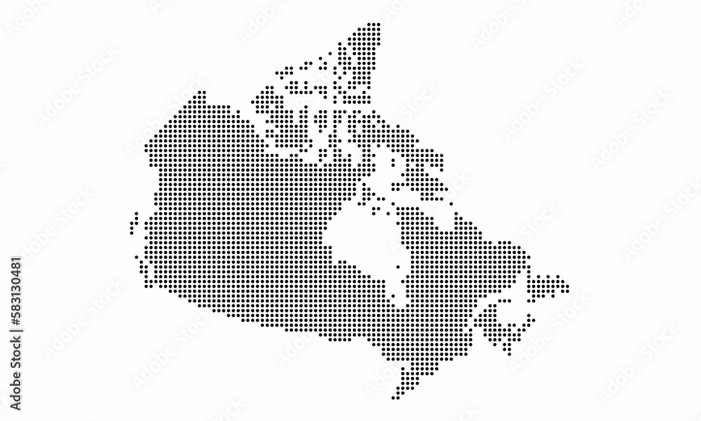 Canada dotted map with grunge texture in dot style. Abstract vector illustration of a country map with halftone effect for infographic. 