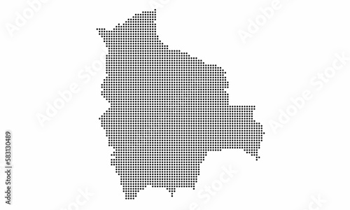 Bolivia dotted map with grunge texture in dot style. Abstract vector illustration of a country map with halftone effect for infographic. 