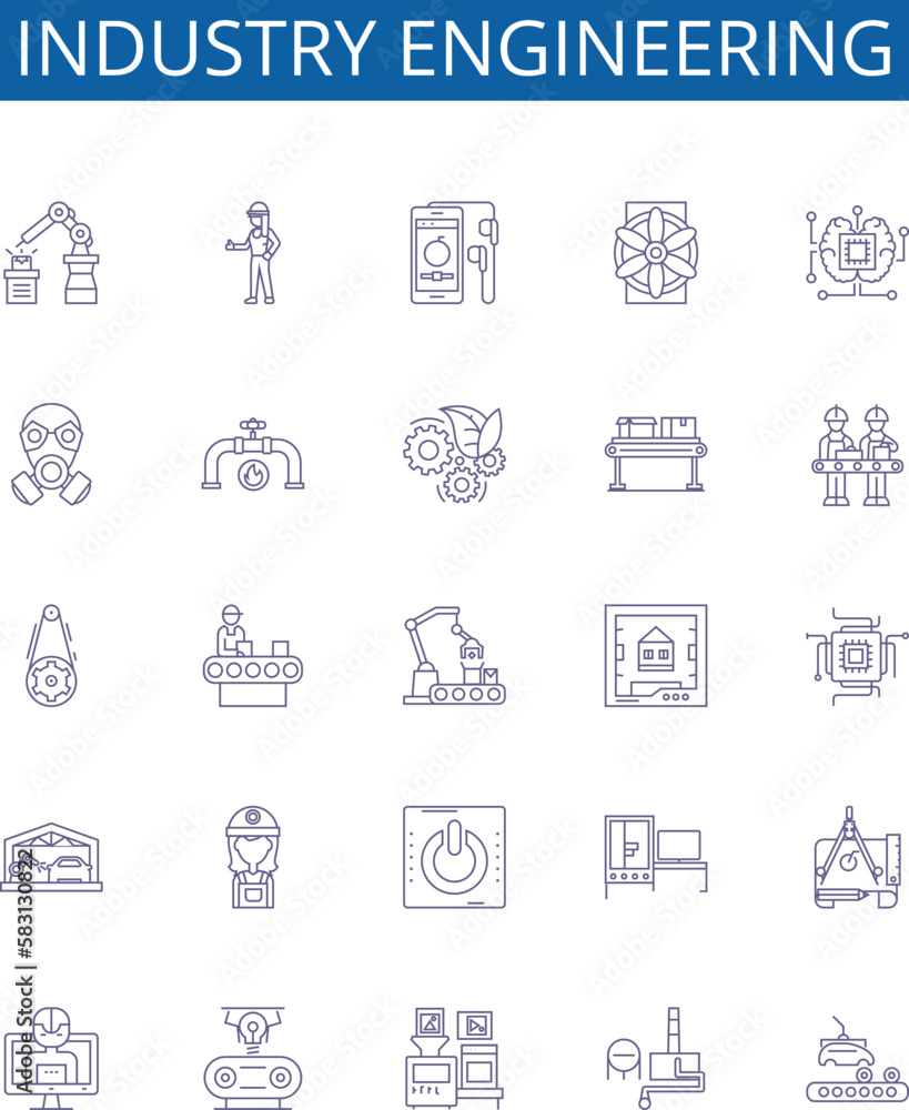 Industry engineering line icons signs set. Design collection of ...