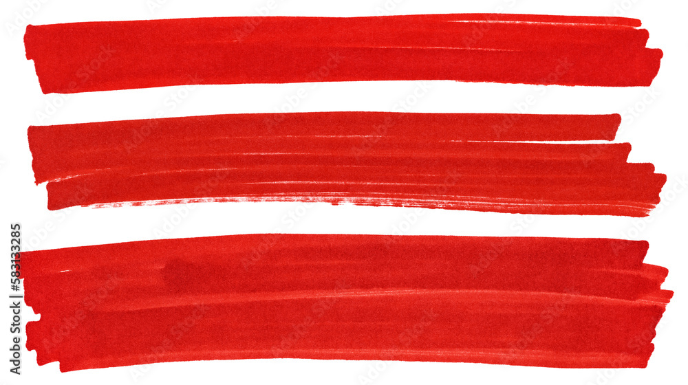 Set of red marker paint texture. Stroke isolated on transparent background - obrazy, fototapety, plakaty 