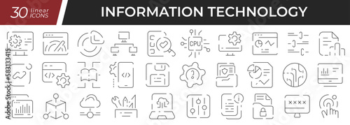 Information technology linear icons set. Collection of 30 icons in black © top dog