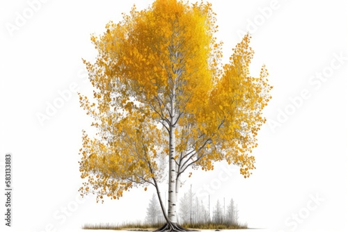 Quaking Aspen Tree On A White Background . Generative AI photo